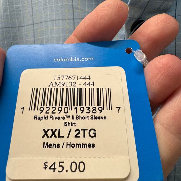 Columbia Shirt Mens XXL 2XL Blue Plaid Button Down Rapid Rivers Short Sleeve NEW - Picture 4 of 7